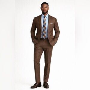 Ted Baker Men's Brown/Blue Plaid Silk Necktie